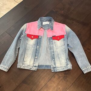 Calvin Klein Jeans Denim Jacket with Pink and Red Accents